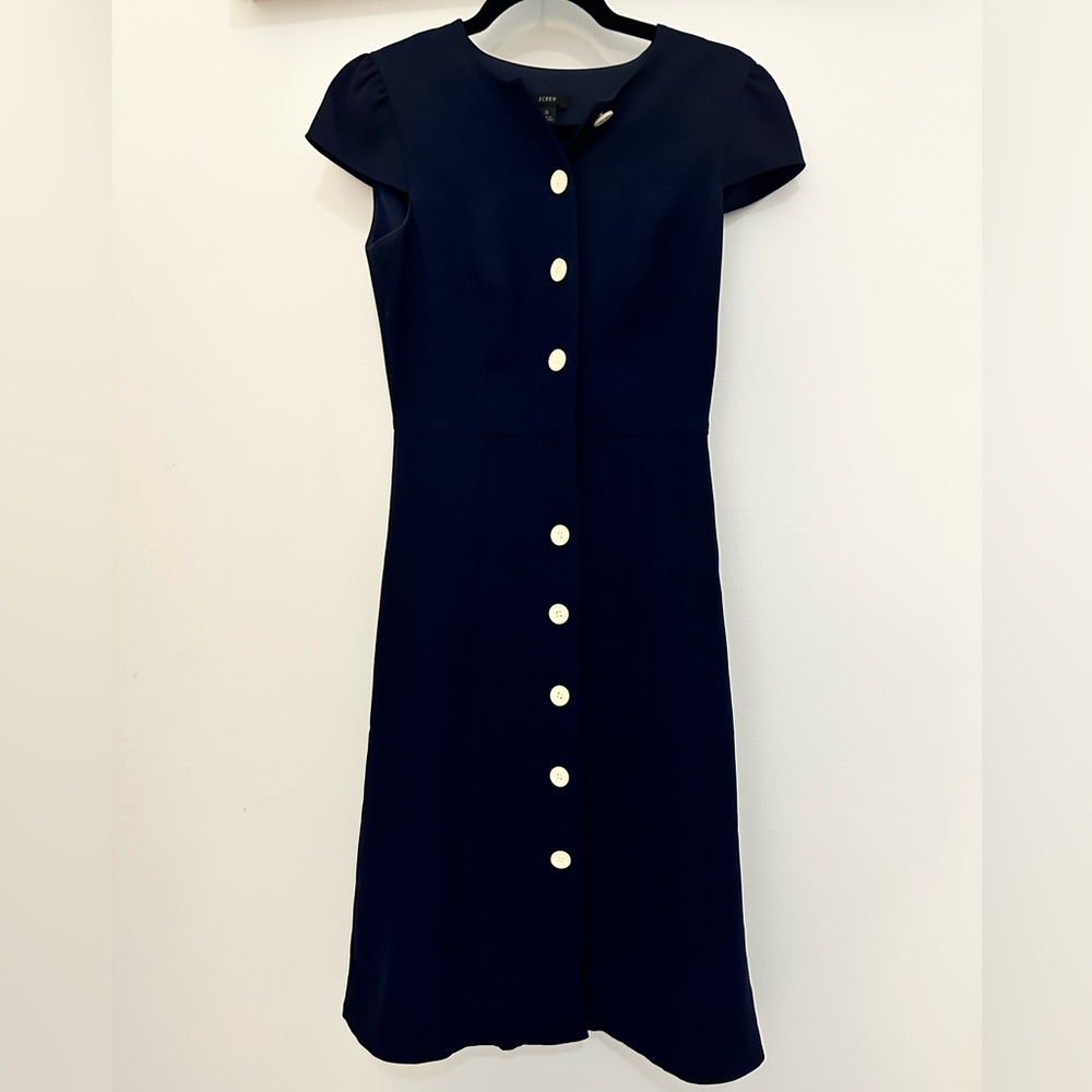 Capped Sleeve Midi Dress With Buttons